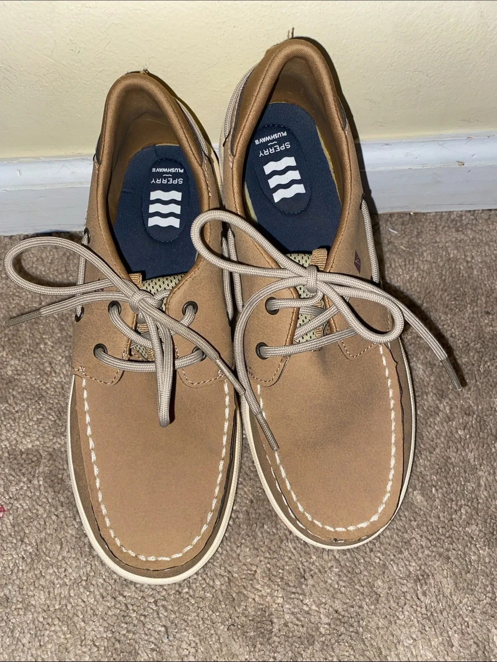 Sperry Tan Leather Moccasin Boat Shoes for Boys